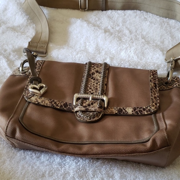 And Front Flap Khaki Canvas/Patent Leather Cross B - Picture 1 of 8